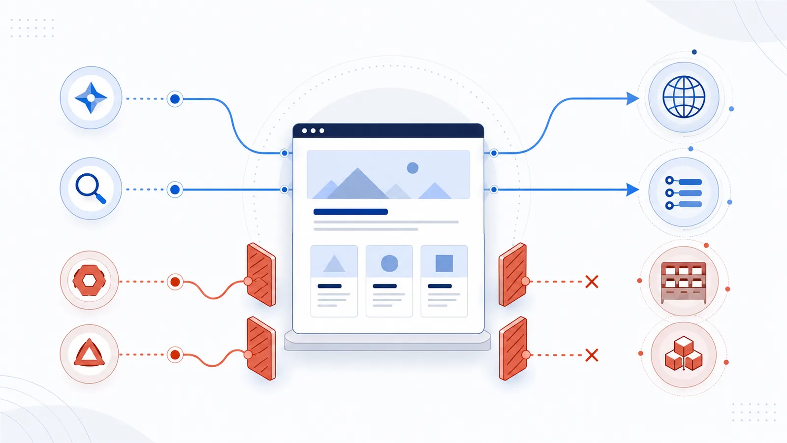 Website selectively blocking AI training crawler routes while keeping search discovery routes open