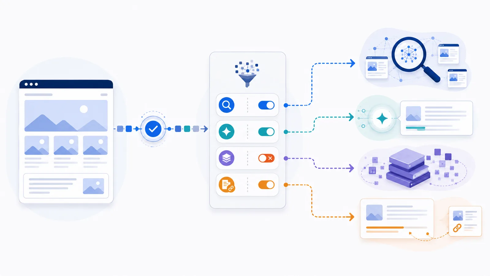 Content accessed from a website and then governed by separate search, AI-input, training, and reuse preference paths